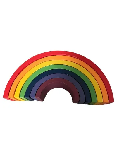 Regenbogen Stapelspielzeug Holz Steckspiel Kinder Montessori Mehrfarbig