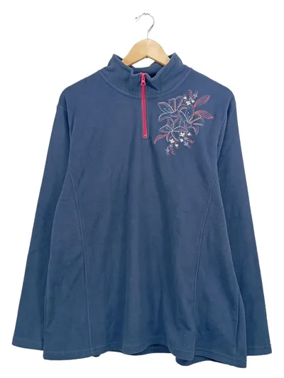 Atlas For Women Damen Pullover Blumenmuster Stickerei Blau 48 4XL
