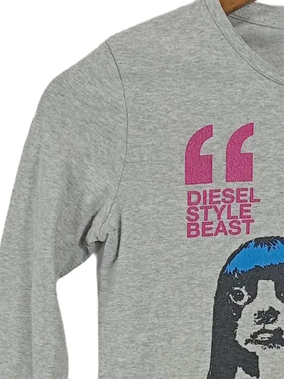 Diesel Kinder Langarmshirt Grau 158 Hunde-Katzen-Print