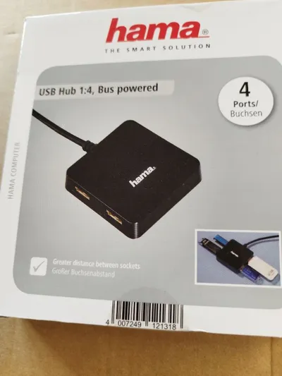 Hama USB Hub 1:4 Bus powered 4 Ports Buchsen Schwarz kabelgebunden