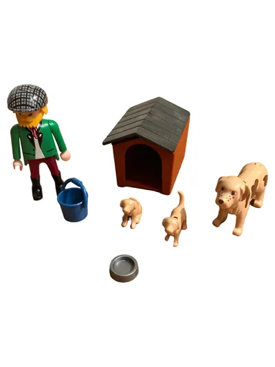 PLAYMOBIL Hundehütte Hundefamilie Pfleger Spielfiguren-Set Mehrfarbig Kinder