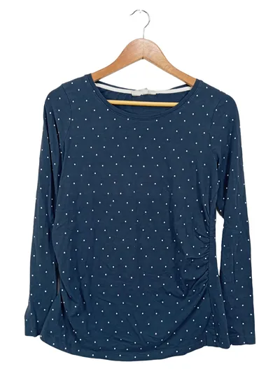 BLUEMOTION Damen Langarmshirt Gr. 36/S Blau gepunktet Basic