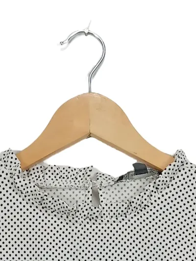 Adrianna Papell Damen Bluse Weiß Punkte Rüschen Einheitsgröße Feminin