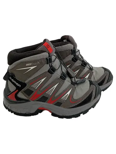 Salomon XA Pro 3D Mid Kinder Wanderschuhe Gr. 28 Grau Rot Waterproof