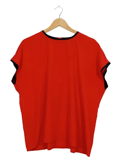 Frankenwälder Damen Bluse Rot Gr. 44 Kurzarm Casual Shirt
