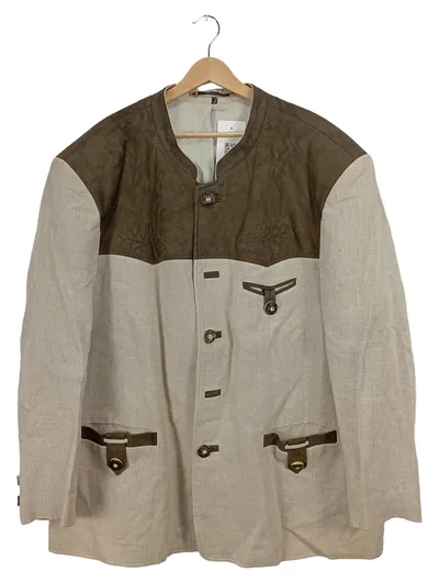 Ursl Trachten Herren Trachtenjacke Gr. 48 Leinen Beige Braun Janker