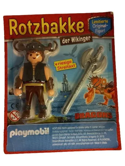 Playmobil Rotzbakke der Wikinger Drache Spielfigur mit Streitaxt