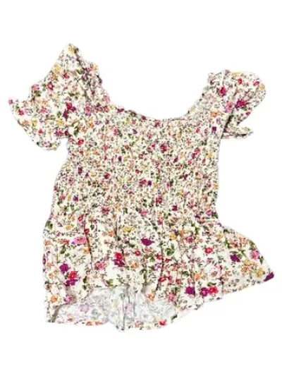 Patrons of Peace Damen Bluse Blumen Smock Puffärmel Gr. S Mehrfarbig