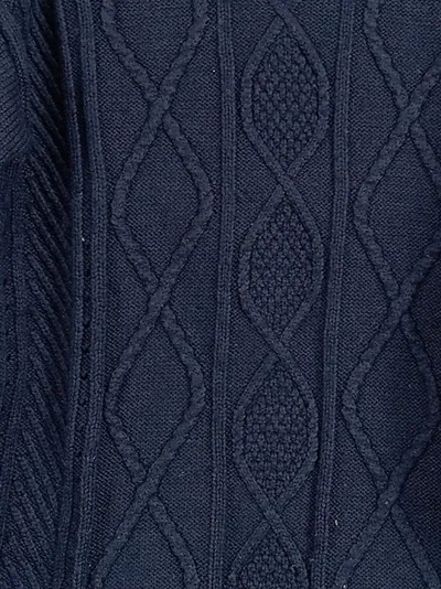 E.LAND Damen Strickpullover Zopfmuster Rollkragen Blau Gr. 36/S