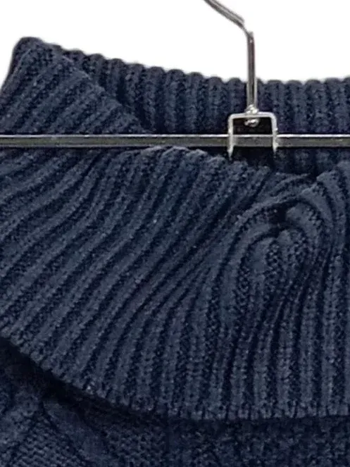E.LAND Damen Strickpullover Zopfmuster Rollkragen Blau Gr. 36/S 6