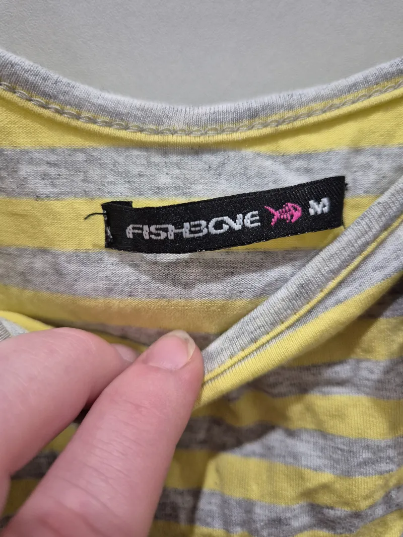 Fishbone Freizeitkleid Damen Gr. 38/M gestreift gelb grau Casual 4