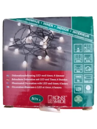 Konstsmide LED Lichterkette mit Timer 50x Kugeln Gelb 830cm Innen