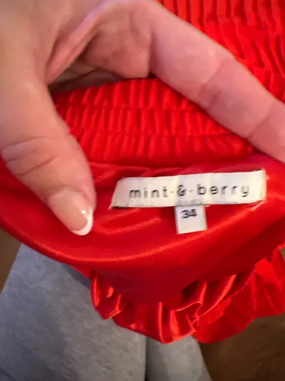 Mint & Berry Damen Plissee Faltenrock Rot Gr. 34/XS Maxirock Elegant