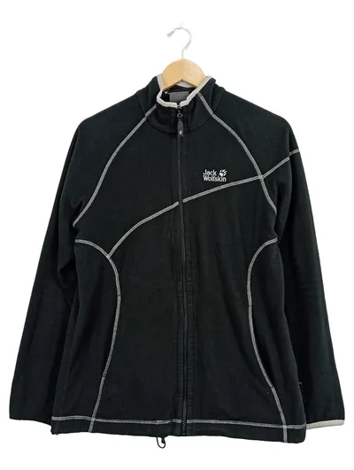Jack Wolfskin Fleecejacke Damen Gr. L Schwarz Outdoor Kontrastnähte