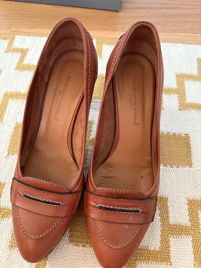 Konstantin Starke Penny Loafer Pumps Damen Leder Braun Gr. 39.5 8cm Absatz