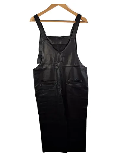 Zara Damen Latzhose Kunstleder Schwarz Gr. M 38 Overall Jumpsuit