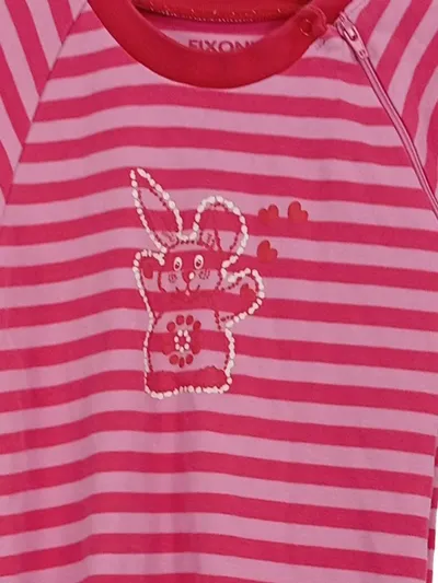 Fixoni Baby Mädchen Schlafanzug Strampler Gr. 74 Rosa Gestreift Hase