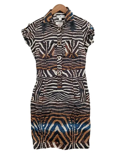 Rick Cardona Damen Freizeitkleid Zebra Muster Gr. 36 Mehrfarbig Baumwolle