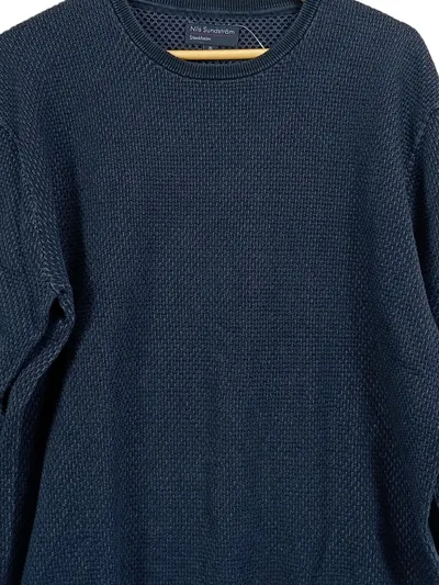 Nils Sundström Herren Pullover Gr. 54/XL Blau Casual Strukturmuster