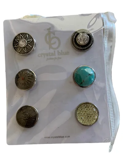 crystal blue® Druckknöpfe Set 6 Stück Chunks Snap Buttons Türkis Strass