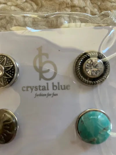crystal blue® Druckknöpfe Set 6 Stück Chunks Snap Buttons Türkis Strass