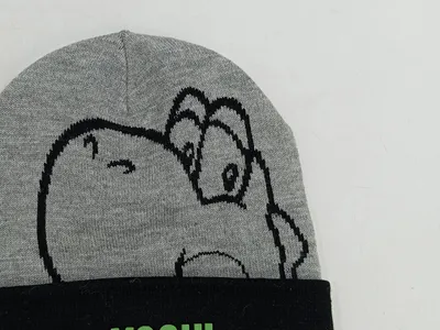 Nintendo Yoshi Mütze Beanie Kinder Grau Logo-Print Casual Freizeit