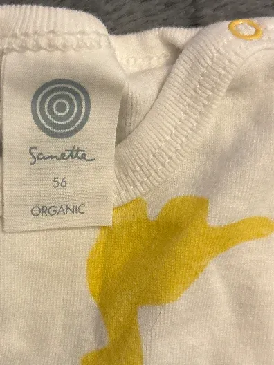Sanetta Baby Body Kurzarm Gr. 56 Tiermotive Dino Organic Baumwolle Weiß