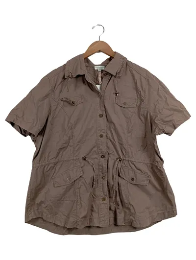 GINA LAURA Damen Safari Jacke Kurzarm Gr. XL Braun Baumwolle