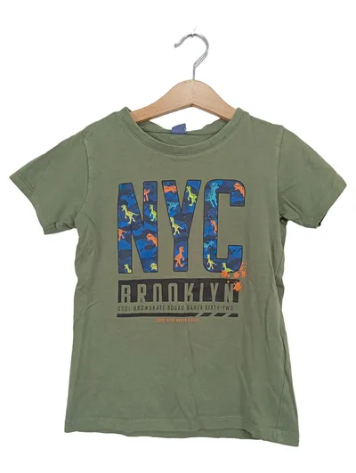 dopodopo Jungen T-Shirt Gr. 116 Oliv NYC Brooklyn Dinosaurier Urban