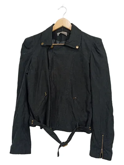 Vera Lucci Damen Leichte Jacke Gr. M Grün Bikerstil Reißverschluss