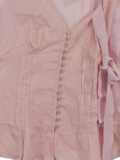 MEXX Damen Bluse Gr. 38 M Rosa Feminin Baumwolle Ärmellos