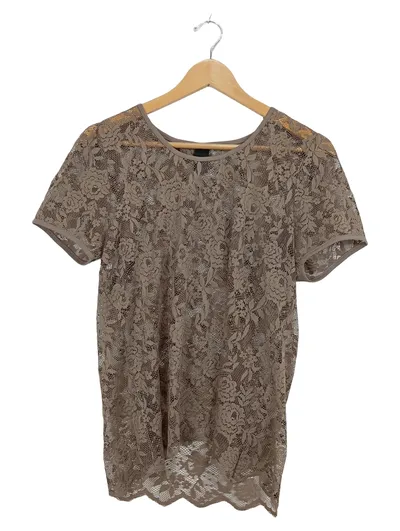 B.C. Best Connections Damen Spitzen T-Shirt Gr. 42 Beige Kurzarm