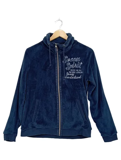 SOCCX Damen Fleecejacke Sweatjacke Blau Gr. M 38 Stehkragen