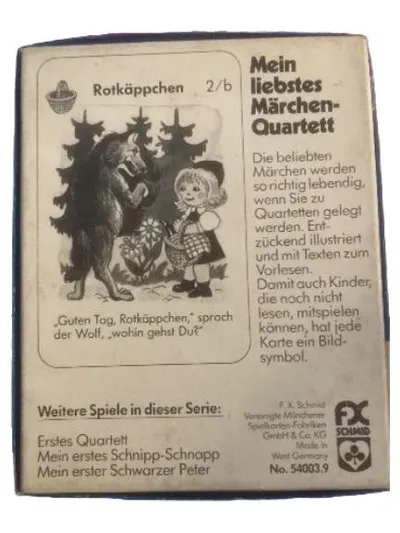Mein liebstes Märchen Quartett F.X. Schmid Kartenspiel Nr. 54003.9