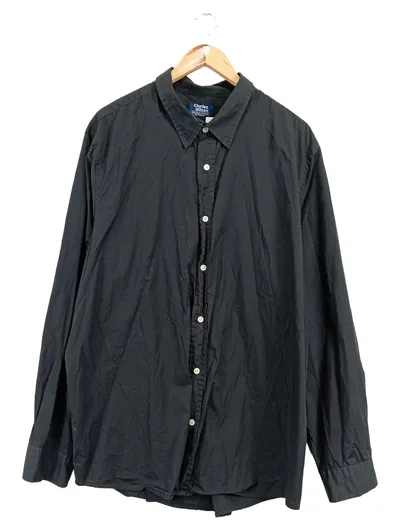 Charles Wilson Business Hemd Herren 2XL Schwarz Baumwolle Langarm