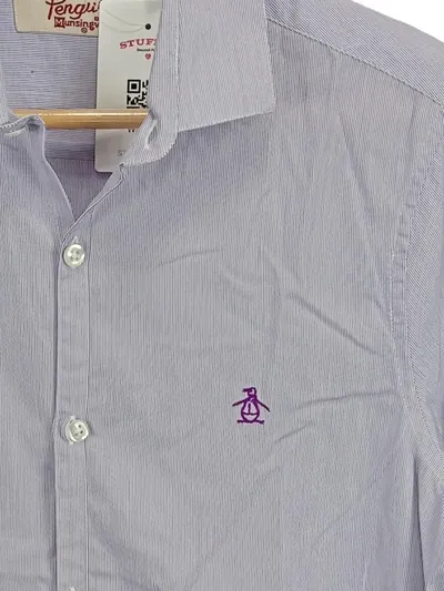 ORIGINAL PENGUIN Herren Business Hemd Lila Gestreift Gr. 46/S Baumwolle