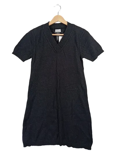 Street One Damen Strickkleid Gr. 40 Schwarz V-Ausschnitt Kurzarm Wolle