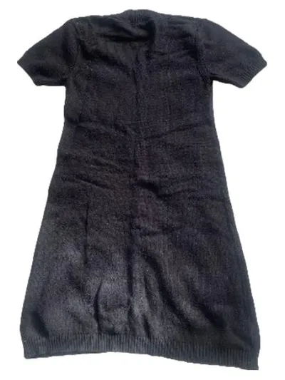 Street One Damen Strickkleid Gr. 40 Schwarz V-Ausschnitt Kurzarm Wolle