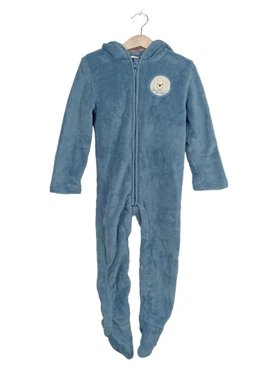 Disney Baby Schlafanzug Winnie Puuh Gr. 92 Blau Fleece Kapuze Tiermotiv