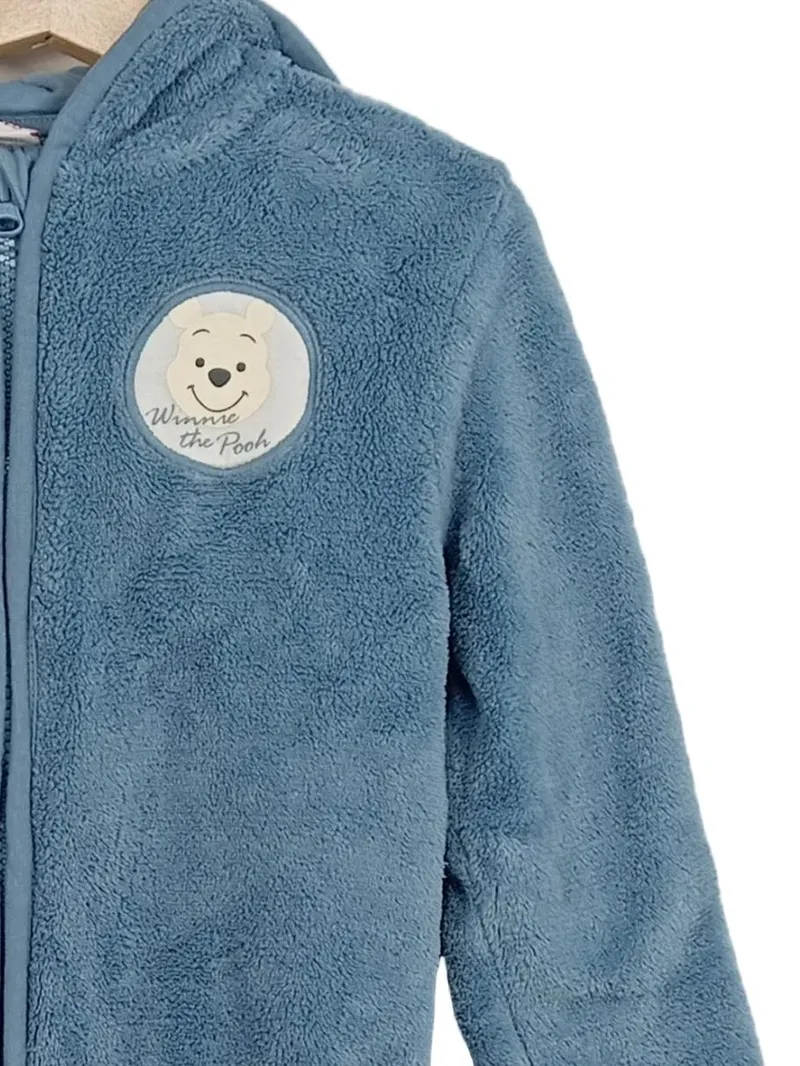 Disney Baby Schlafanzug Winnie Puuh Gr. 92 Blau Fleece Kapuze Tiermotiv 2