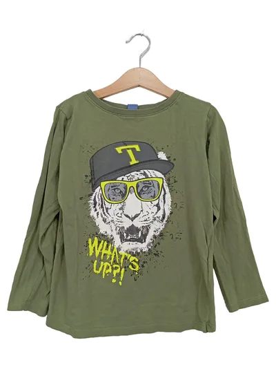 dopodopo Kinder Jungen Langarmshirt Tiger Oliv Gr. 122 Streetwear