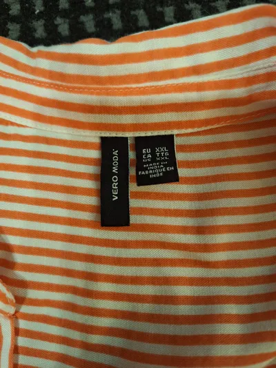 VERO MODA Damen Hemdbluse XXL Langarm Rot Weiß Gestreift Viskose