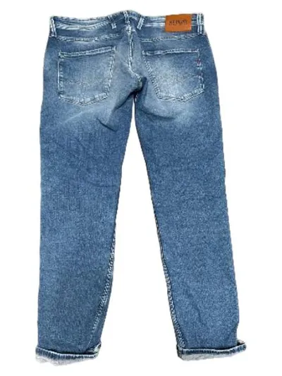 Replay Anbass Herren Jeans Slim Fit W36/L32 Blau Destroyed Organic Cotton