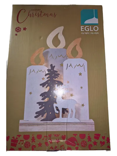EGLO Weihnachtsdekoration Holz Weihnachtskerzen Baum Reh Mehrfarbig Deko