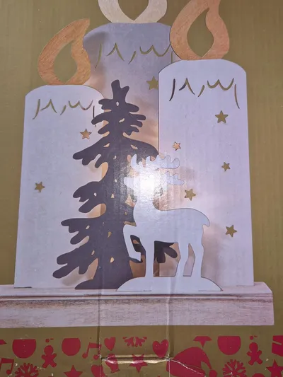 EGLO Weihnachtsdekoration Holz Weihnachtskerzen Baum Reh Mehrfarbig Deko