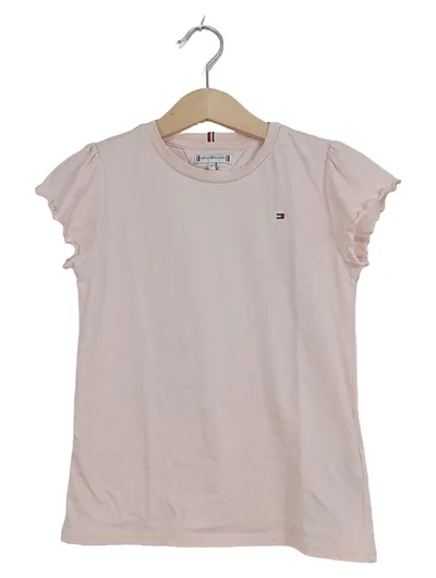Tommy Hilfiger Mädchen T-Shirt Rosa Gr. 122 Rüschen Baumwolle Alltag