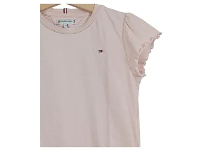 Tommy Hilfiger Mädchen T-Shirt Rosa Gr. 122 Rüschen Baumwolle Alltag