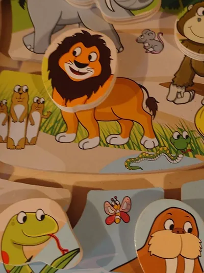 DELTA SPORT Holz Steckpuzzle Tierwelt Zoo Tiere Kinder Motorikspielzeug