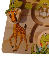 DELTA SPORT Holz Steckpuzzle Tierwelt Zoo Tiere Kinder Motorikspielzeug 3