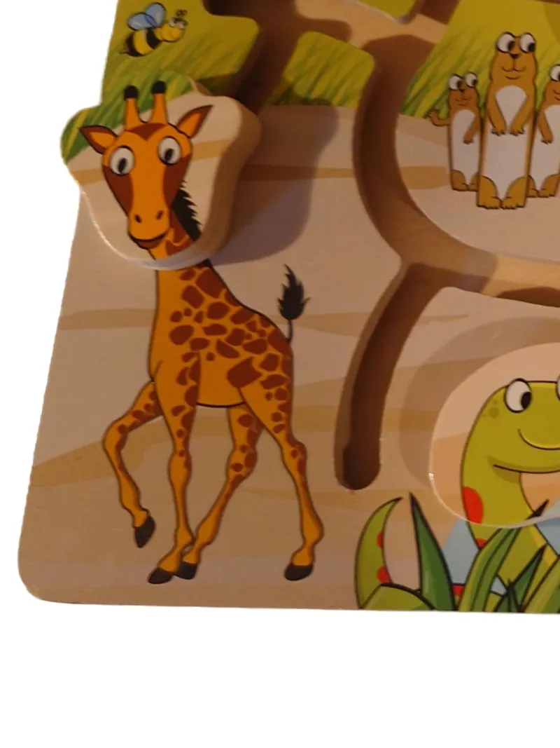 DELTA SPORT Holz Steckpuzzle Tierwelt Zoo Tiere Kinder Motorikspielzeug 3
